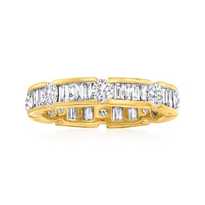 Ross-simons Baguette And Round Diamond Eternity Band In 14kt Yellow Gold In White