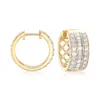 Ross-simons Baguette And Round Diamond Hoop Earrings In 18kt Gold Over Sterling In White