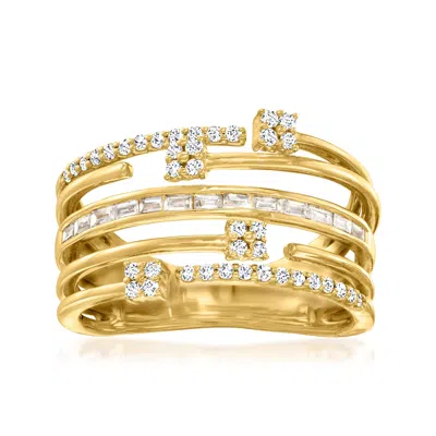 Ross-simons Baguette And Round Diamond Multi-row Ring In 18kt Gold Over Sterling In White