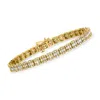 Ross-simons Baguette And Round Diamond Rectangular Cluster Bracelet In 14kt Yellow Gold In Multi