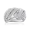 Ross-simons Baguette And Round Diamond Striped Ring In Sterling Silver In White