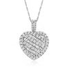 Ross-simons Baguette And Round Heart Pendant Necklace In Sterling Silver In Multi