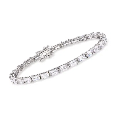 Ross-simons Baguette Cz Tennis Bracelet In Sterling Silver In Multi
