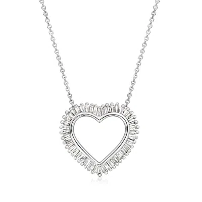 ROSS-SIMONS BAGUETTE DIAMOND HEART NECKLACE IN STERLING SILVER