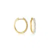 Ross-simons Baguette Diamond Hoop Earrings In 14kt Yellow Gold In White