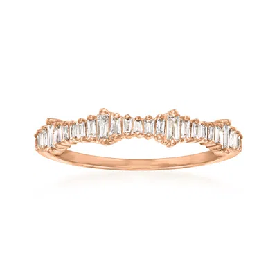 Ross-simons Baguette Diamond Ring In 14kt Rose Gold In White