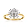 Ross-simons Baguette Diamond Starburst Ring In 14kt Yellow Gold In White