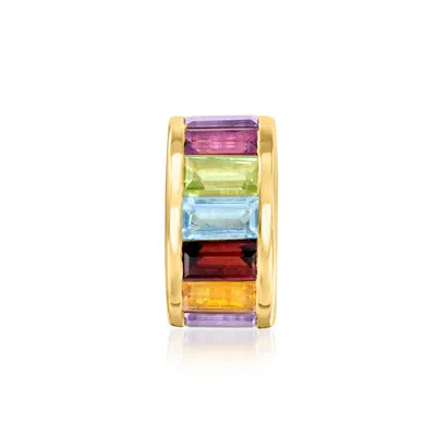 Ross-simons Baguette Multi-gemstone Rolling Charm In 18kt Gold Over Sterling