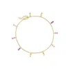 Ross-simons Baguette Multi-gemstone Station Anklet In 18kt Gold Over Sterling