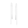 Ross-simons Bezel- Set Diamond Threader Earrings In Sterling Silver In White