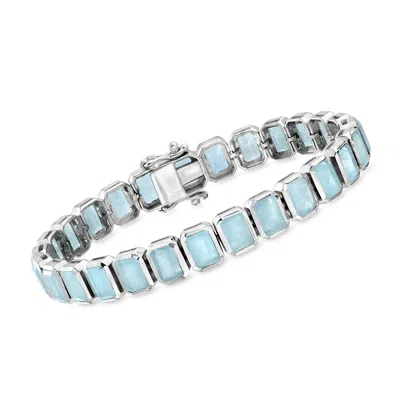 Ross-simons Bezel-set Aquamarine Bracelet In Sterling Silver In Blue