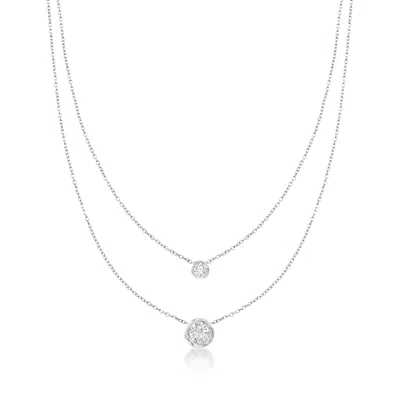 Ross-simons Bezel-set Cz Layered Necklace In Sterling Silver In Multi
