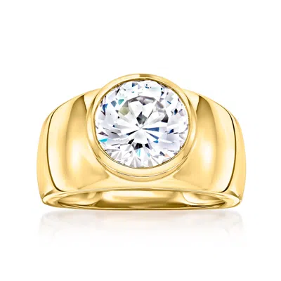 Ross-simons Bezel-set Cz Ring In 18kt Gold Over Sterling