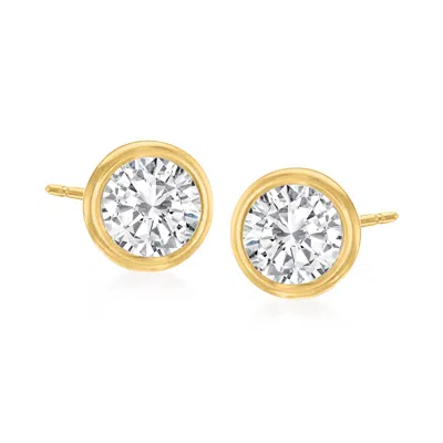 Ross-simons Bezel-set Cz Stud Earrings In 14kt Yellow Gold In White