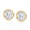 Ross-simons Bezel-set Cz Stud Earrings In 14kt Yellow Gold In White