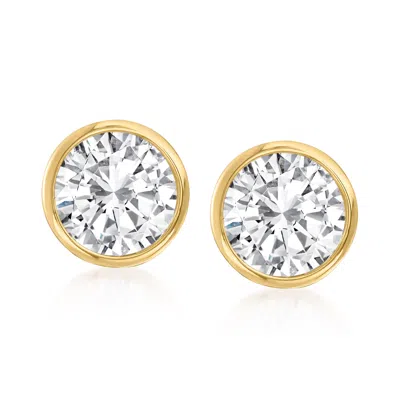 Ross-simons Bezel-set Cz Stud Earrings In 14kt Yellow Gold In White