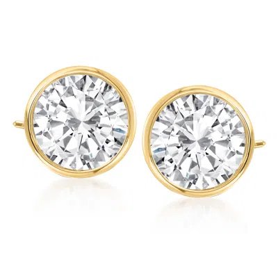 Ross-simons Bezel-set Cz Stud Earrings In 14kt Yellow Gold In White
