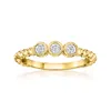 Ross-simons Bezel-set Diamond 3-stone Beaded Ring In 18kt Gold Over Sterling In White