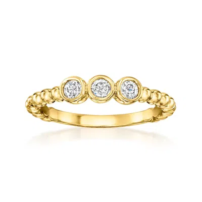 Ross-simons Bezel-set Diamond 3-stone Beaded Ring In 18kt Gold Over Sterling In White