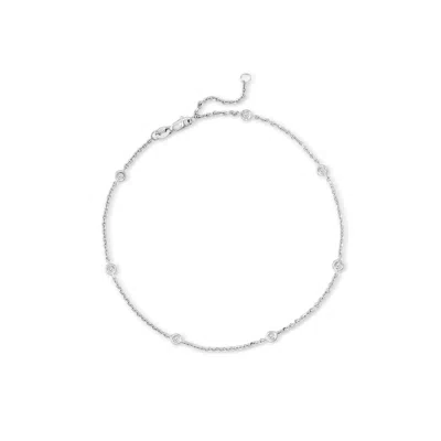 Ross-simons Bezel-set Diamond Anklet In 14kt White Gold In Multi