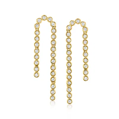 Ross-simons Bezel-set Diamond Beaded Drop Earrings In 18kt Gold Over Sterling In Multi