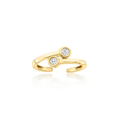Ross-simons Bezel-set Diamond Bypass Toe Ring In 18kt Gold Over Sterling In White