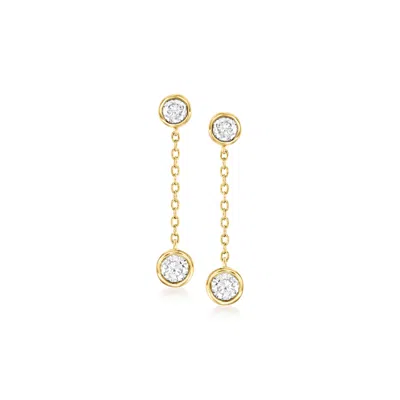 Ross-simons Bezel-set Diamond Cable-chain Drop Earrings In 18kt Gold Over Sterling In Multi