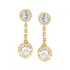 Ross-simons Bezel-set Diamond Drop Earrings In 14kt Yellow Gold In Silver
