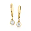 Ross-simons Bezel-set Diamond Drop Earrings In 14kt Yellow Gold In White