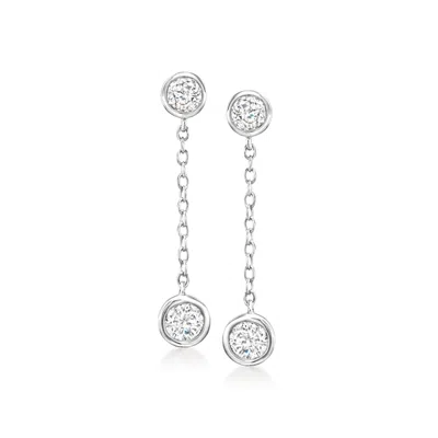 Ross-simons Bezel-set Diamond Drop Earrings In Sterling Silver In Multi