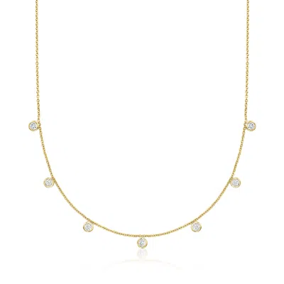 Ross-simons Bezel-set Diamond Drop Station Necklace In 14kt Yellow Gold