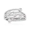 Ross-simons Bezel-set Diamond Highway Ring In Sterling Silver In Silver