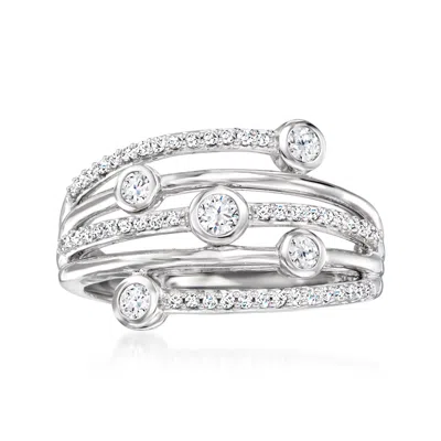 Ross-simons Bezel-set Diamond Highway Ring In Sterling Silver