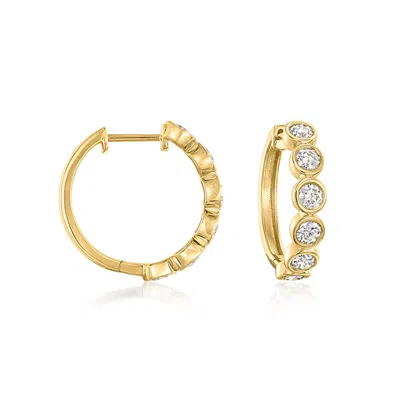 Ross-simons Bezel-set Diamond Hoop Earrings In 14kt Yellow Gold