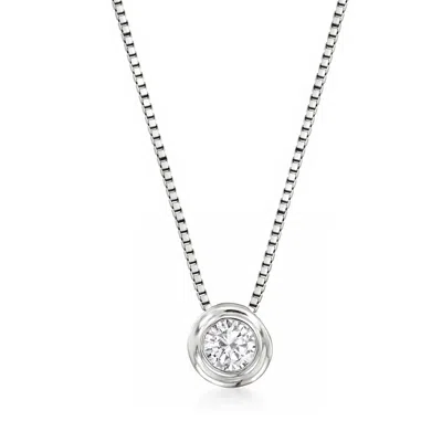 Ross-simons Bezel-set Diamond Necklace In 14kt White Gold In Multi