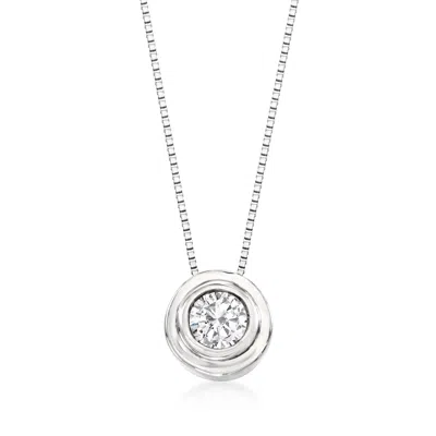 Ross-simons Bezel-set Diamond Solitaire Necklace In 14kt White Gold In Metallic