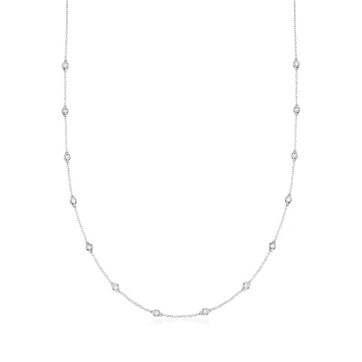 Ross-simons Bezel-set Diamond Station Necklace In 14kt White Gold In Multi