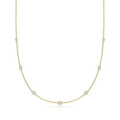 Ross-simons Bezel-set Diamond Station Necklace In 14kt Yellow Gold In Multi