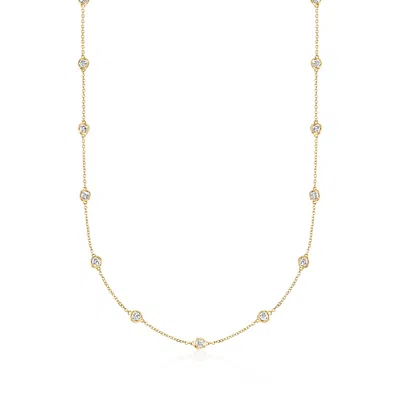Ross-simons Bezel-set Diamond Station Necklace In 14kt Yellow Gold In Multi