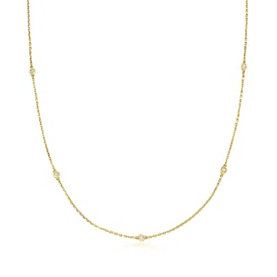 Ross-simons Bezel-set Diamond Station Necklace In Sterling Silver In Multi