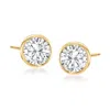 Ross-simons Bezel-set Diamond Stud Earrings In 14kt Yellow Gold In White