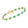Ross-simons Bezel-set Emerald Bracelet In 18kt Gold Over Sterling In Green