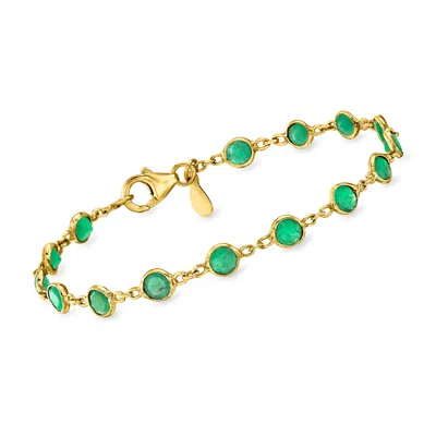 Ross-simons Bezel-set Emerald Bracelet In 18kt Gold Over Sterling In Green