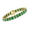 Ross-simons Bezel-set Emerald Bracelet In 18kt Gold Over Sterling In Multi