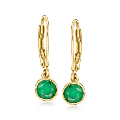 Ross-simons Bezel-set Emerald Drop Earrings In 18kt Gold Over Sterling