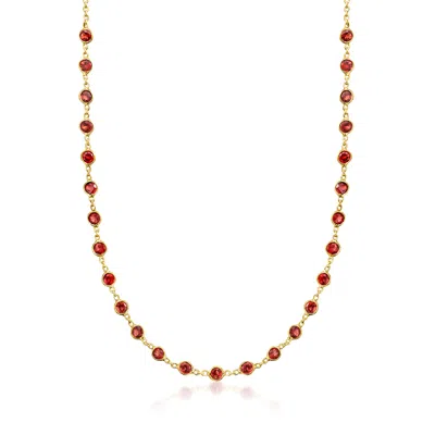Ross-simons Bezel-set Garnet Necklace In 18kt Gold Over Sterling In Multi