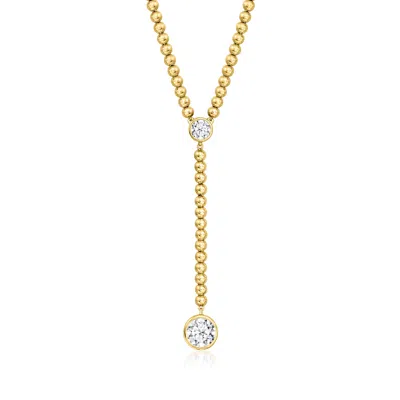 Ross-simons Bezel-set Lab-grown Diamond And 18kt Gold Over Sterling Beaded Y-necklace