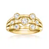 Ross-simons Bezel-set Lab-grown Diamond Multi-row Ring In 18kt Gold Over Sterling In White