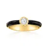 Ross-simons Bezel-set Lab-grown Diamond Ring With Black Enamel In 18kt Gold Over Sterling In Gold