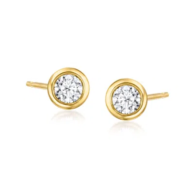 Ross-simons Bezel-set Lab-grown Diamond Stud Earrings In 18kt Gold Over Sterling In Silver